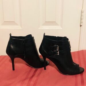 Michael Kors Black Heeled Boots with Buckle Detail